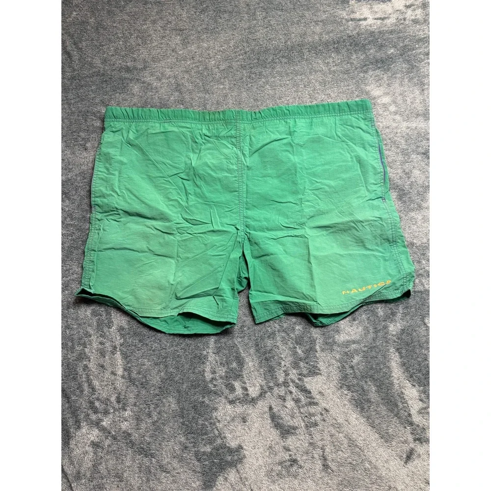 Nautica Mens XL Green Swim Shorts Trunks 100% Nylon Solid Casual Summer